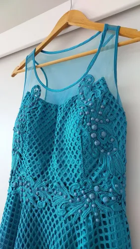 Vestido festa azul turquesa