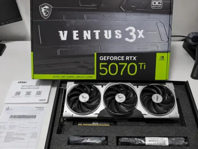 RTX 5070 Ti Ventus 3X OC, 16GB, GDDR7, DLSS, Ray Tracing - Com nota fiscal e caixa