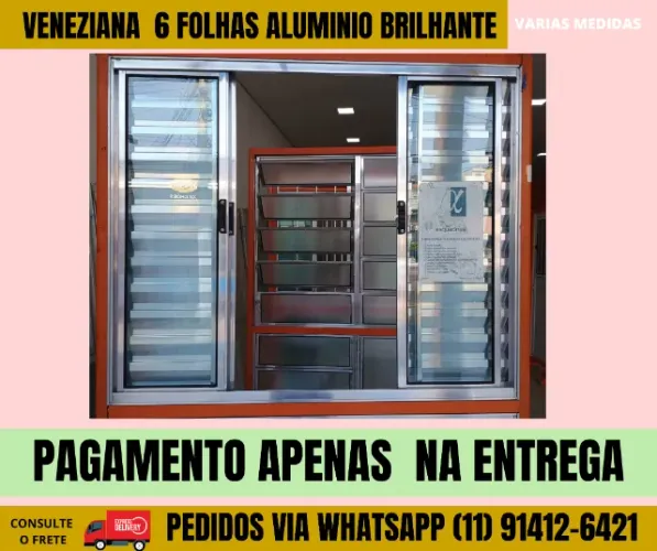 veneziana em aluminio 6folhas mod. fig pronta entrega