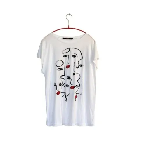 Camiseta branca rostos Animale P
