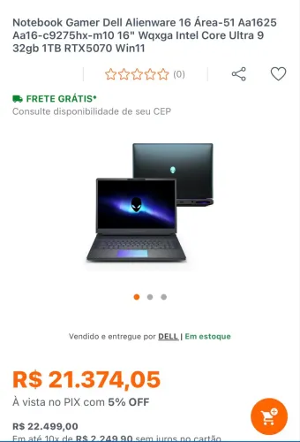 Notebook Gamer Alienware 16 Area-51