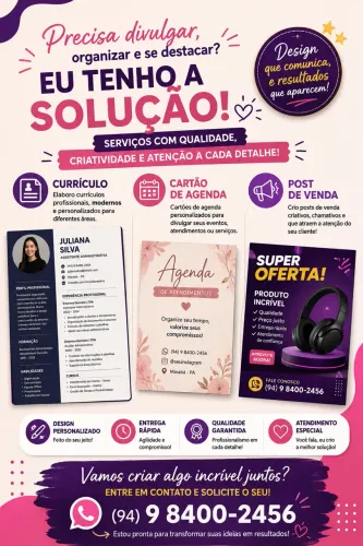     Faço Currículos, Cartão de Agenda e Posts para Divulgação