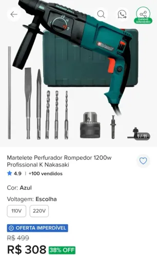 Martelete Perfurador Rompedor 1200w Profissional K Nakasaki
