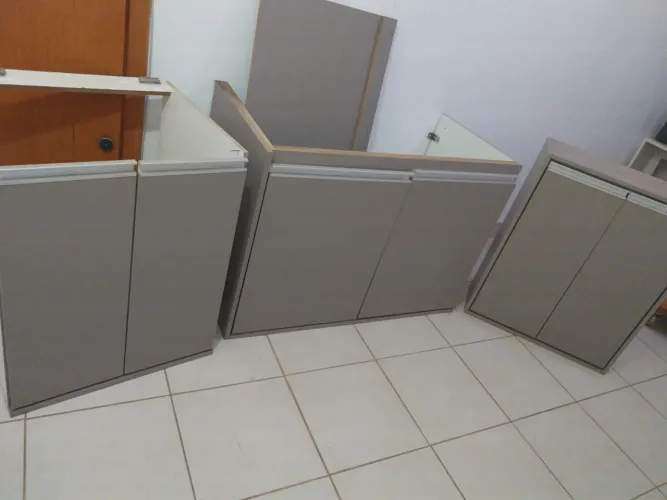 Armario de cozinha mdf w parte de baixo 1 parte de cima 1 prateleira p/micro-ondas