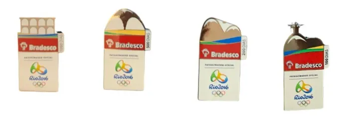 Coleção 4 Pins Rio 2016 Bradesco Contagem Regressiva