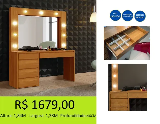 Penteadeira 100% MDF - Qualidade que muda sua rotina