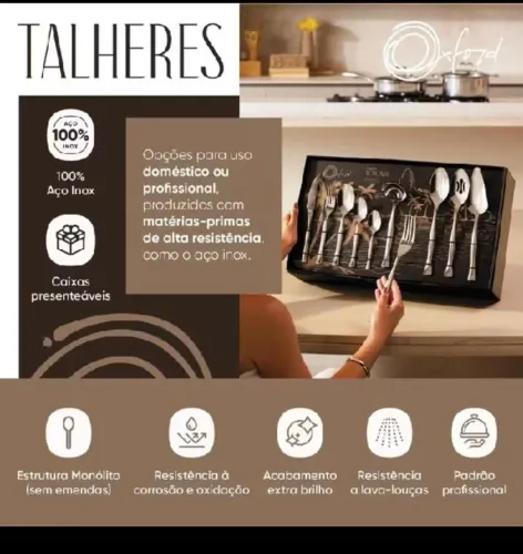 Faqueiro em Aço Inox Oxford  65 Peças Noronha 