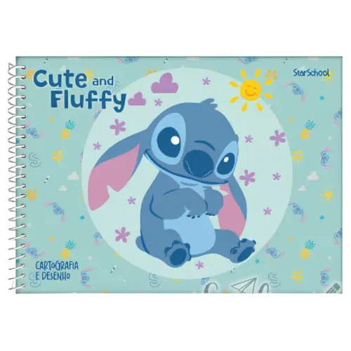 Caderno de Desenho Folha Branca Espiral Lilo E Stitch Capa Dura