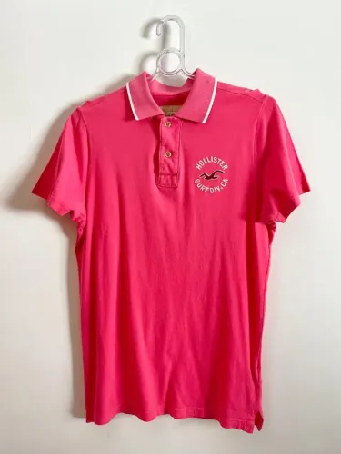 Polo Hollister Masculina Rosa Tam M Original Camisa Polo