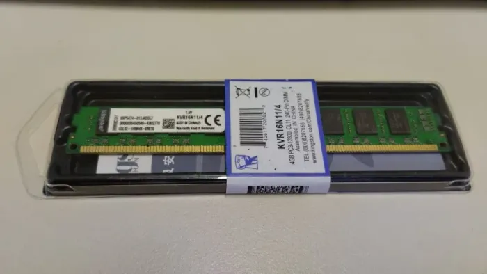 MEMÓRIA RAM KINGSTON PARA PC DDR3 4GB 1600MHZ DESKTOP