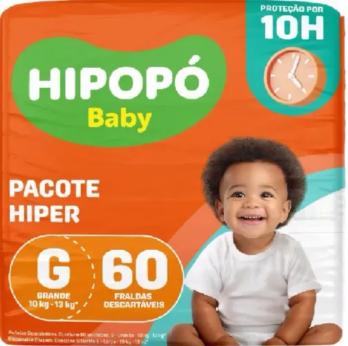 Fralda descartável Hipopó Baby G 60 un