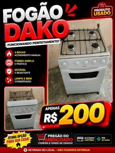 Fogão Dako funcionando perfeitamente