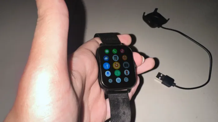 Relógio smartwatch heyday speaker preto com carregador