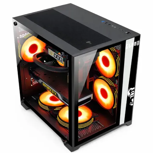 Gabinete Gamer Clanm Night Grodd Mid Tower Vidro Temperado mATX Preto pode retirar no loca