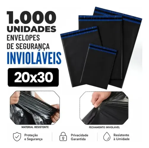 1.000 Envelope Segurança 20x30 Cinza Lacre Adesivo QUEIMA DE ESTOQUE