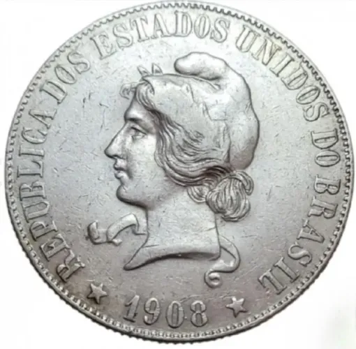 Moeda 2000 Réis 1908 - Prata 0.900