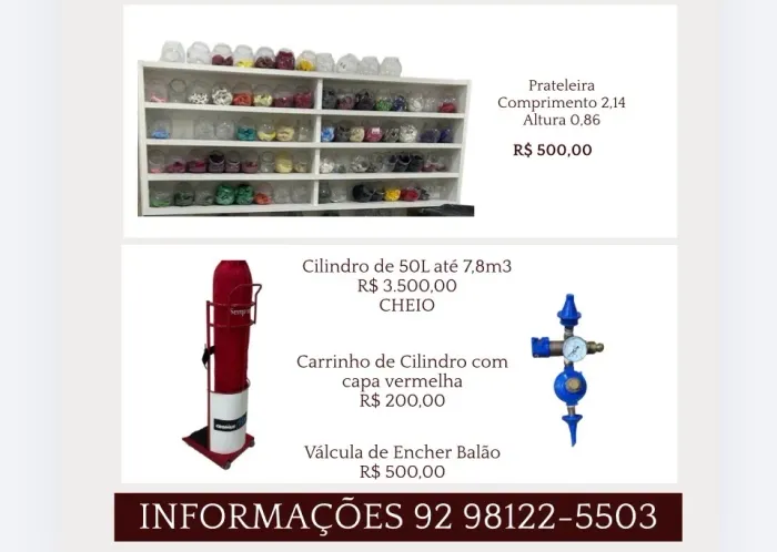 CILINDRO DE HÉLIO e PRATELEIRA