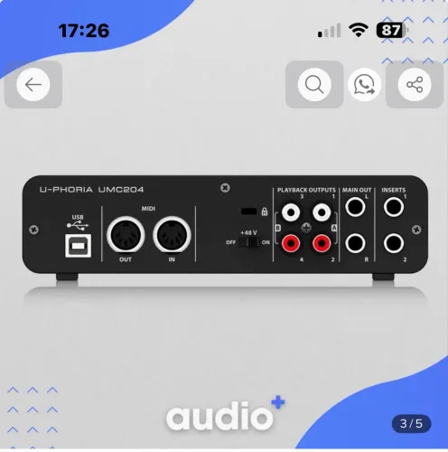 Interface Behringer U-phoria Umc204HD