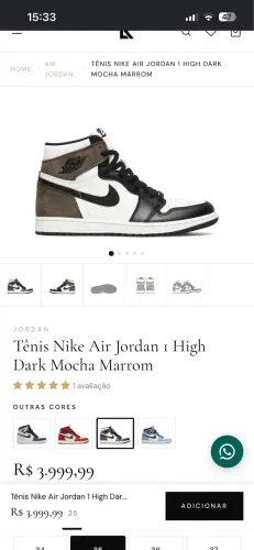 Tênis Nike Air Jordan 1 High Dark Mocha Marrom 