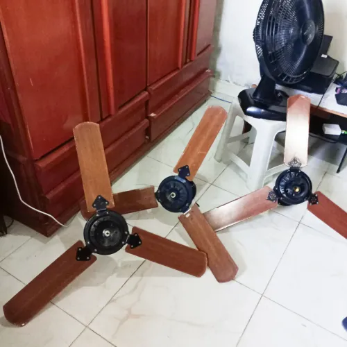 Três Ventiladores de Teto em Ótimo Estado - Madeira 