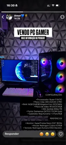 PC Gamer completo, muito bem conservado e pronto para uso.