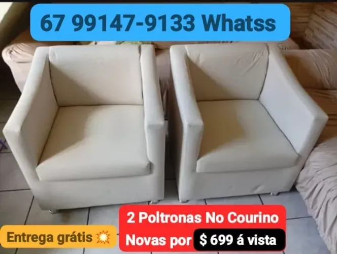 2 Poltronas Novas no Courino na Promoção