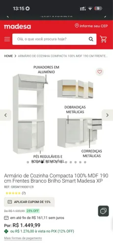 Conjunto de cozinha 100% MDF 