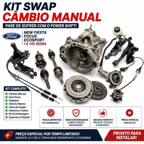 ? KIT SWAP CÂMBIO MANUAL FORD 1.6 16V SIGMA ? ? PARE DE SOFRER COM O POWERSHIFT!