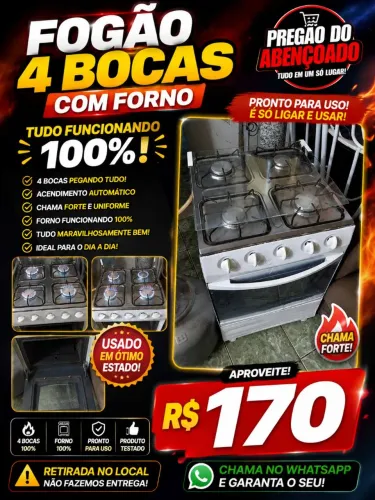 Fogão 4 bocas continuam tudo 100% forno Ok bocas ok
