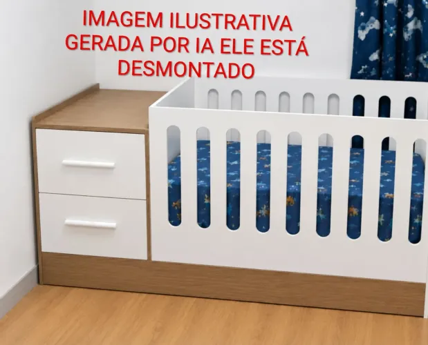 Berço + cômoda + trocador + cama + colchões 
