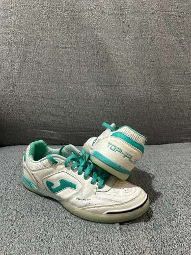 Chuteira Futsal Joma Top Flex Original Branca/Azul Nº 41 - Pouco Uso!