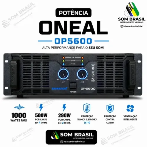 Amplificador Oneal Op 5600 1000w Preto Xlr Potência de saída RMS 1000 W 127/220V