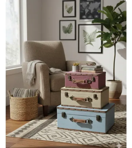 Kit com 03 maletas vintage decorativas