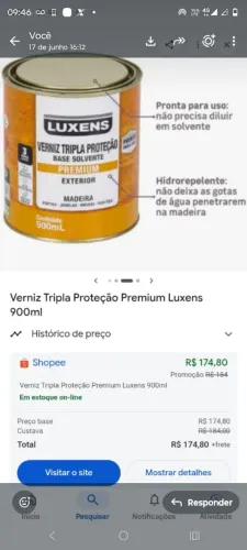 Vendo galão de verniz 