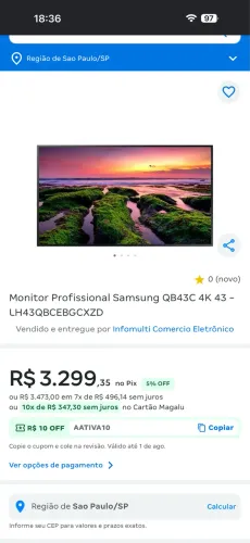 Monitor profissional 4k samsung