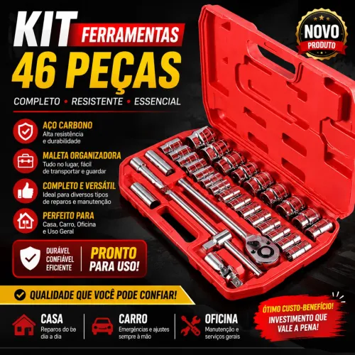 Kit Ferramentas 46 Peças com Maleta Completa NOVO 