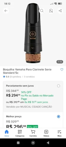 Vendo boquilha clarinete Yamaha