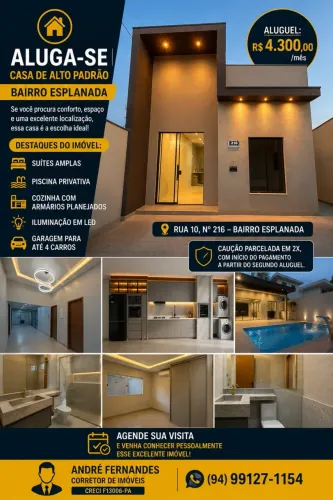 ALUGA-SE | CASA DE ALTO PADRÃO BAIRRO ESPLANADA