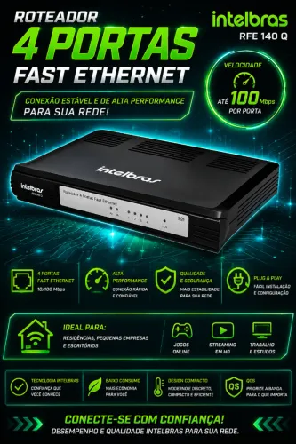 Roteador 4 Portas Fast Ethernet Intelbras RFE 140 Q