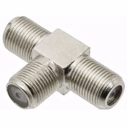 Emenda F Rosca Tipo T 3 Fêmeas Cabo Coaxial Rg6 Rg59