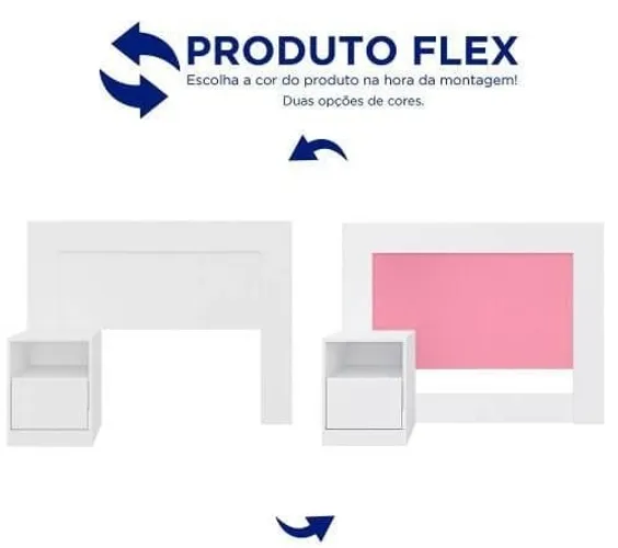 Cabeceira Solteiro Branco/Rosa Flex **novo na caixa**