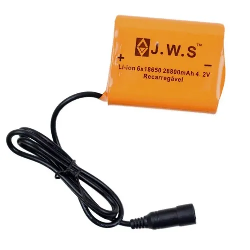 Bateria Externa para Farol Bicicletas JWS Recarregável 6 células 18650 4.2v 28800mAh 8051