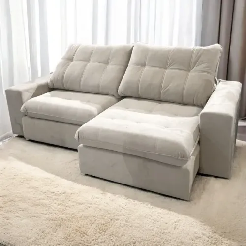 Sofá Retrátil e Reclinável Niterói_2,50m Molas Ensacadas Pronta Entrega!