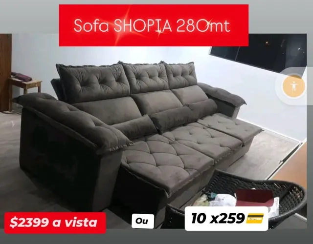 Sofá Shopia Retrátil Reclinável direto da fábrica 