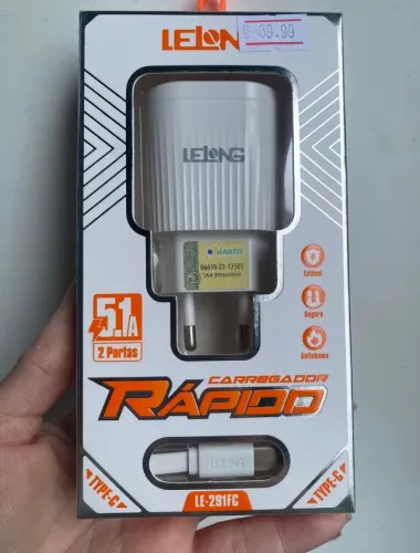 Carregador Tipo C Lelong LE-291C - Carregamento Rápido 5.1A 2 Portas - Loja Coimbra