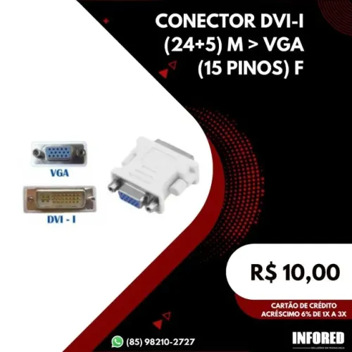 Conector DVI-I (24+5) M > VGA (15 PINOS) F