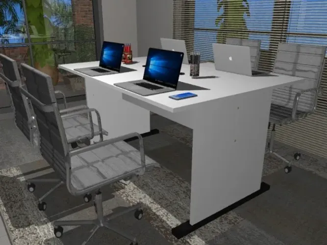 Mesa de Reunião Base Em Madeira Maciça com MDF: L137cm x P80cm x A74cm