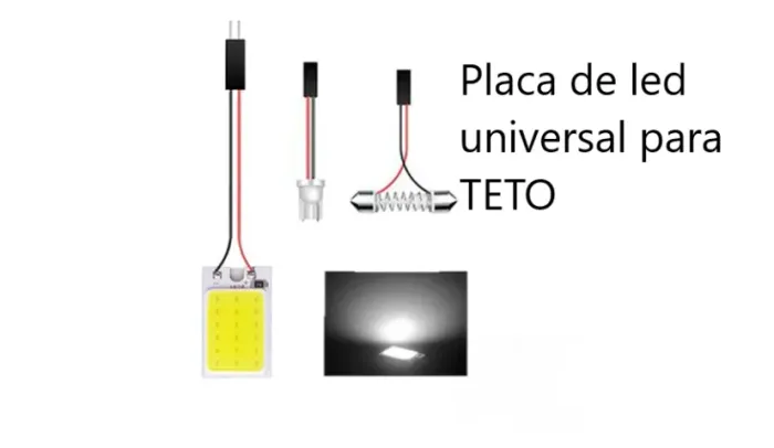 Placa de Led Luz Lâmpada Teto Carro Automotivo Universal - Led Branco T10 e Torpedo 