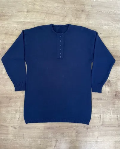 Suéter tricô tam G alongado Azul Marinho