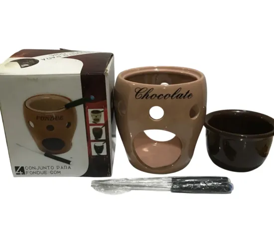 Conjunto para fondue de chocolate com 4 peças-NOVO